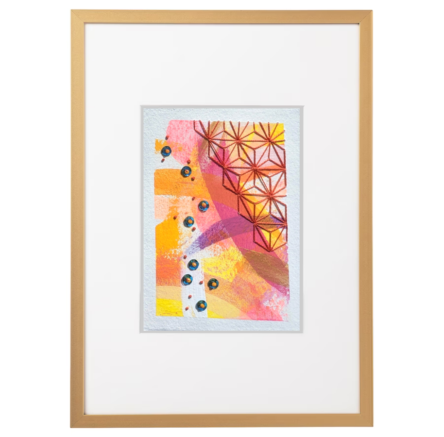 Framed Original Embellished Painting - Electric Citrus