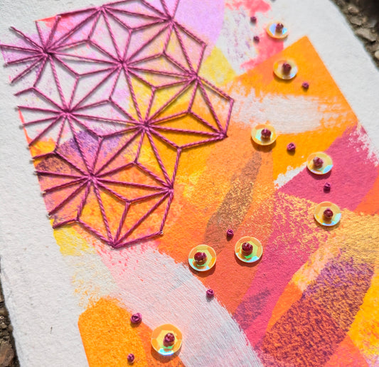 Framed Original Embellished Painting - Sunbeam