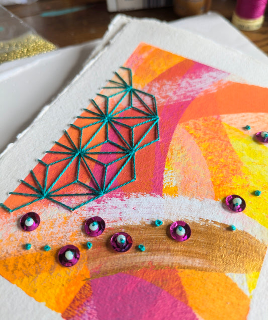 Framed Original Embellished Painting - Zing Pizzazz